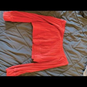 Red long sleeve crop top.